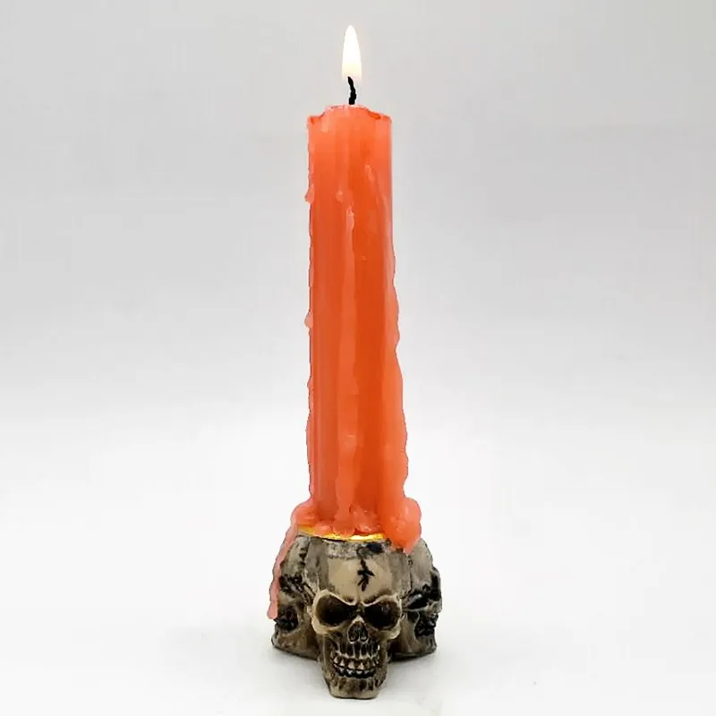 3-sided skull candle holder silicone mold diy concrete resin plaster model making mold Halloween decoration tool