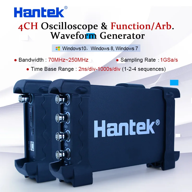 Hantek 6254BD PC Handheld Oscilloscope Digital 4Channels 250MHz USB Oscillograph with 25MHz Signal Generator Osciloscopio