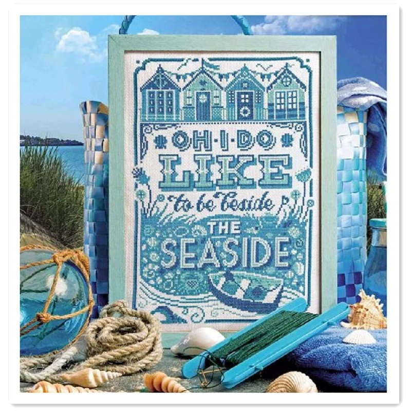 Like the seaside cross stitch package cartoon simple color 18ct 14ct 11ct cloth cotton thread embroidery DIY handmade needlework