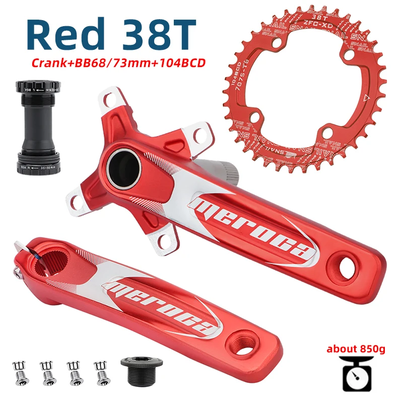 MEROCA 104BCD Mountain Bike Crank 32T 34T 36T 38T Single Chain Ring With Bottom Bracket MTB Bicycle Crankset