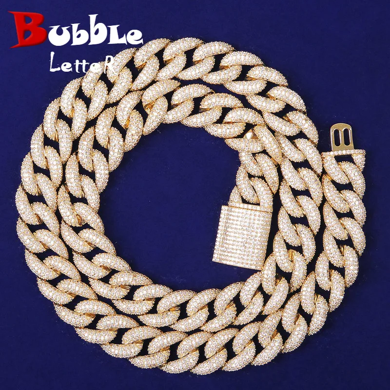 Bubble Letter Miami Cuban Link Chain Men Necklace Gold Color Real Copper Material Charms Hip Hop Jewelry 2021 Trend Christmas