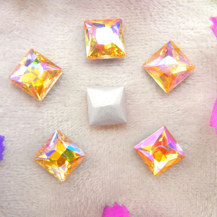 AB Farben 8mm 10mm 12mm Ausgefallene Quadratische Form Klebe-Glaskristalle Strass Handwerk Ornament Zubehör DIY Verzierung – Detail 4