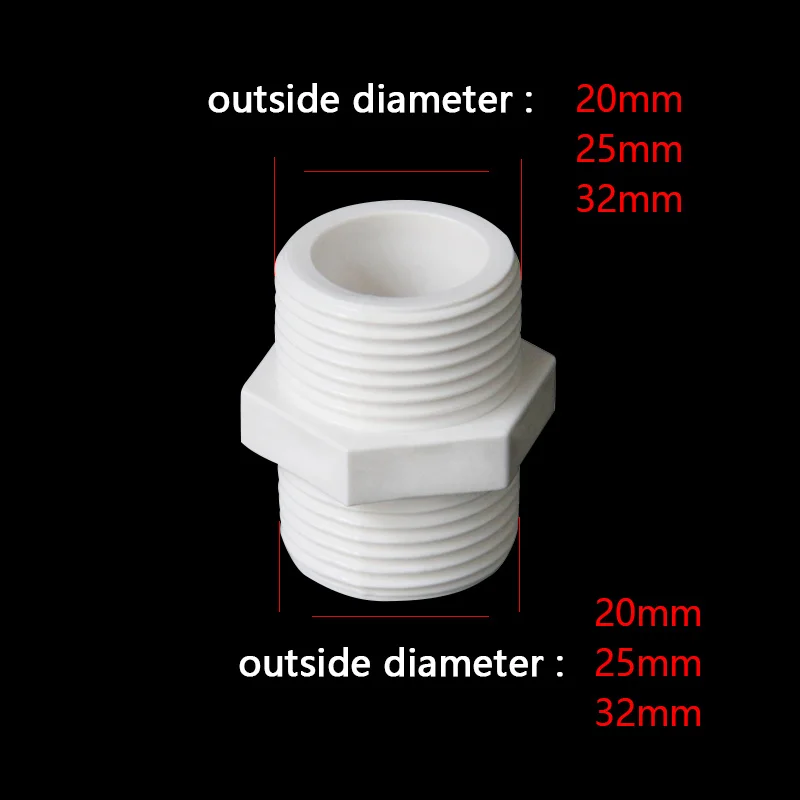 PVC Thread Water Pipe Joint Male Thread PVC Straight Connectors Home Garden Irrigation PVC Pipe Fittings White PVC Joints 1 Pcs