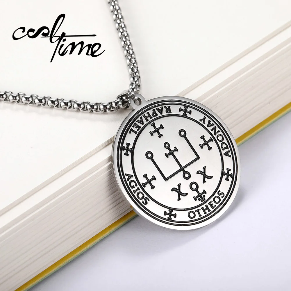 COOLTIME Supernatural Amulet Men Pendant Necklace Archangel Michael Raphael Uriel Gabrie Talisman Angel Stainless Steel Jewelry