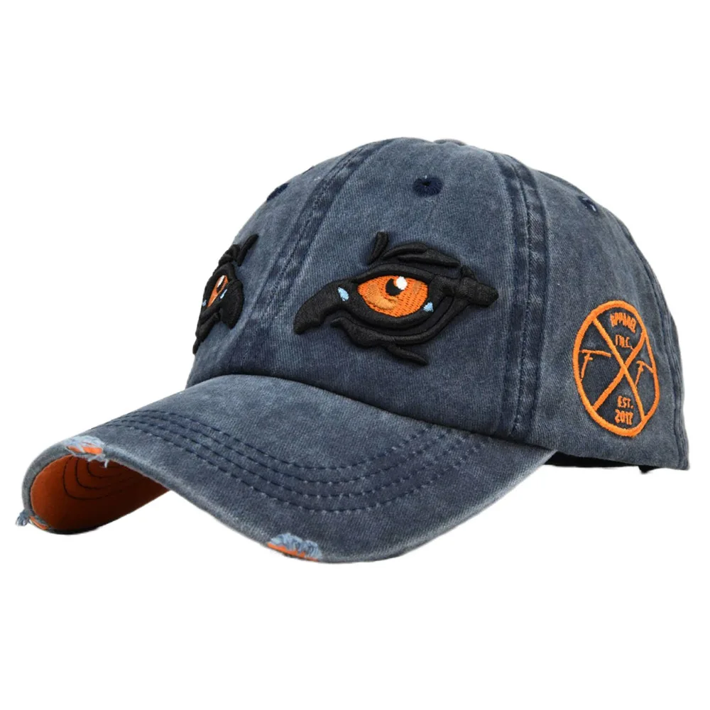 Embroidered Flower Denim Cap Women Fashion Baseball Cap Baseball Cap Eyes Embroidered Cotton Hat