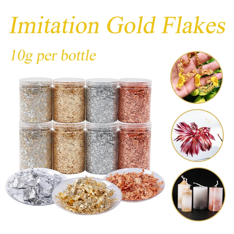 

Shiny 10g Gold Foil Jewelry Luxury Resin Decoration Paper Handicraft Flake Siver Leaf Nail Beauty Gilding DIY Art Craft