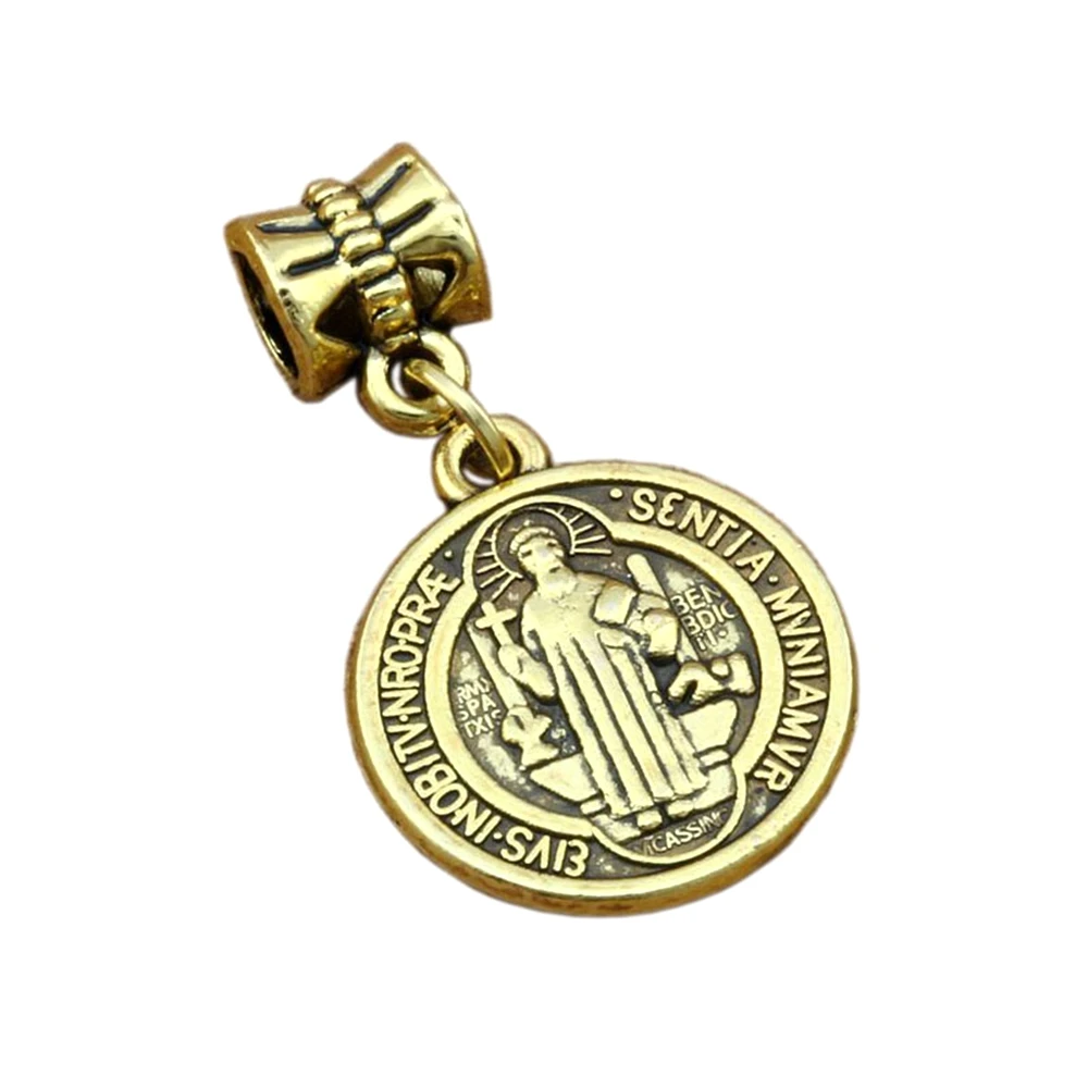 50Pcs Dangle Saint Jesus Benedict Nursia Patron Medal Cross Charm For Jewelry Making Findings DIY17.2x31.8mm