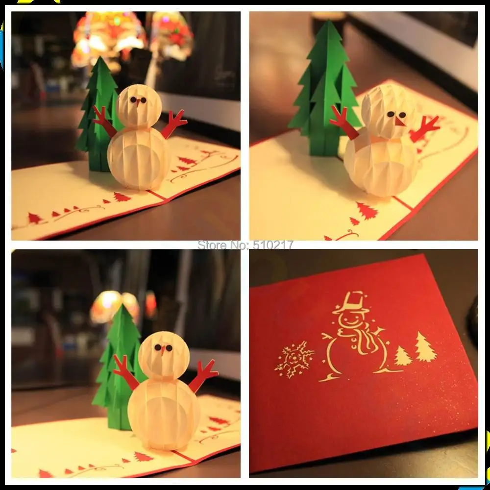 3D New Year Christmas Card pop up card  festival Party Thanksgiving Card Christmas House Blessing Card Postcard Paper-cut gift