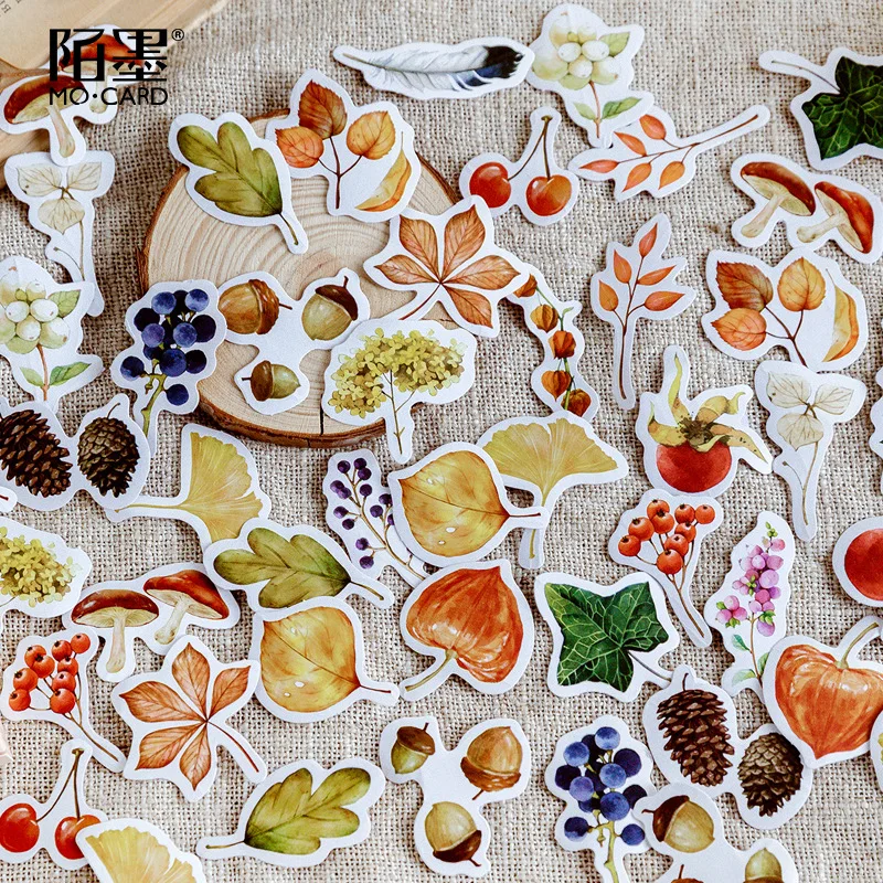 46 pcs/lot Autumn Fallen leaves Plant Paper Small Diary Mini Cute box Stickers set Scrapbooking Cute Flakes Journal Stationery