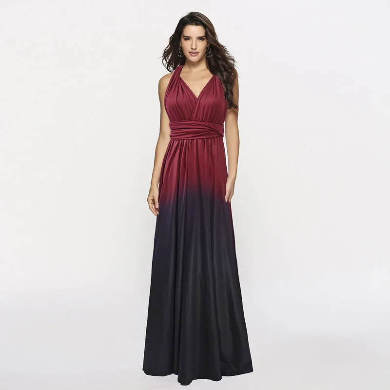 Convertible Bridesmaid Dress Gradient A-line Dress Sexy Long Dress Vestido de Festa Robe de Soiree Elegant Formal Dress YSM-5125