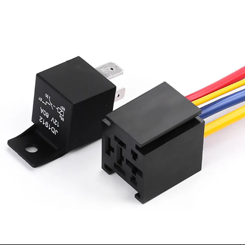 Universal Black Car Relay 12V 80A 5Pin 4Pin DCRelay + Practical Socket Car Starter Auto Relay Universal