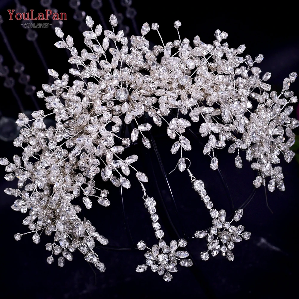 YouLaPan Luxury Headpiece for Bride Rhinestone Crown Wedding Tiaras Bridal Hair Accessories Women Tiara Pageant Headband HP385