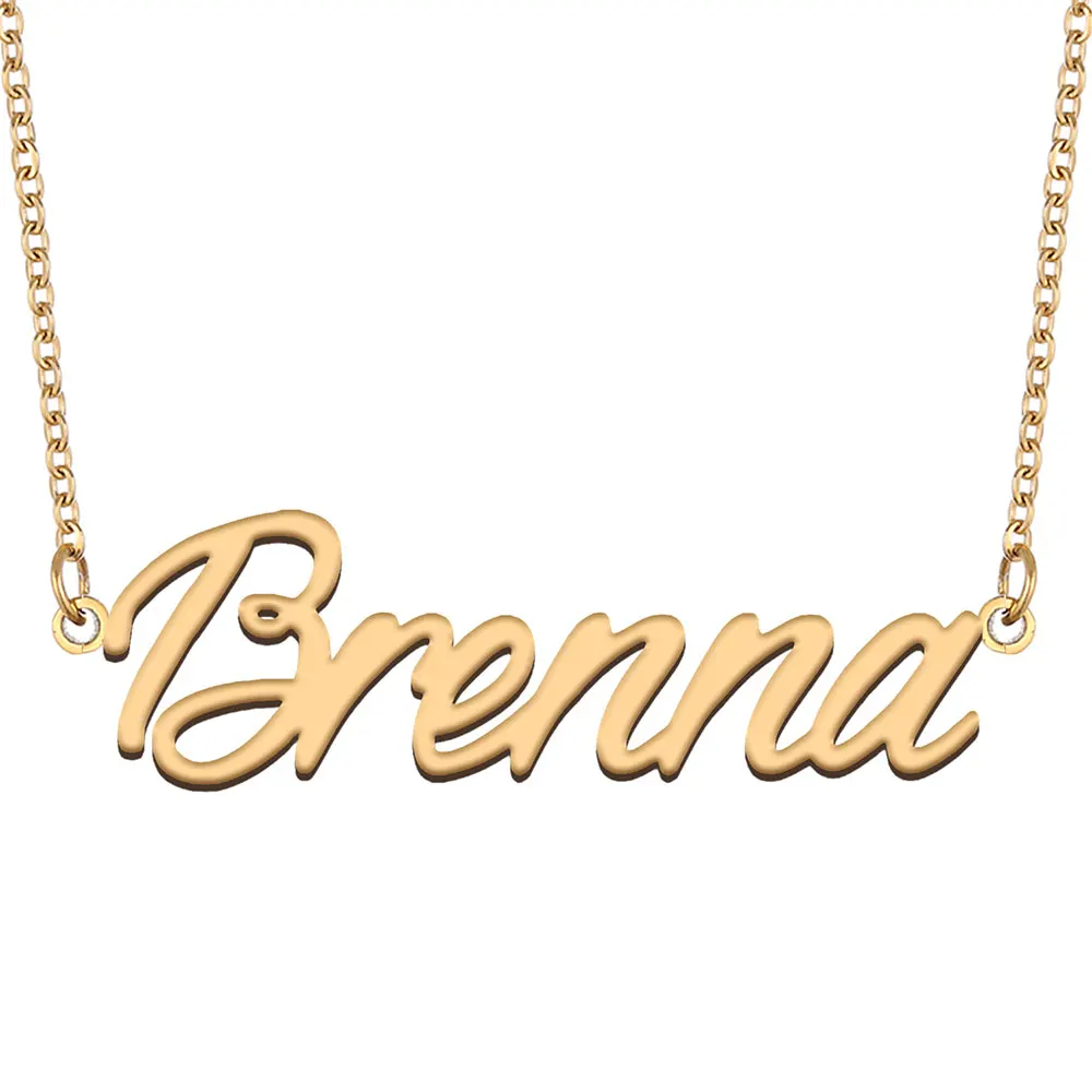 

Brenna Name Necklace for Women Stainless Steel Nameplate Jewelry Gold Plated Pendant Femme Mothers Girlfriend Gift