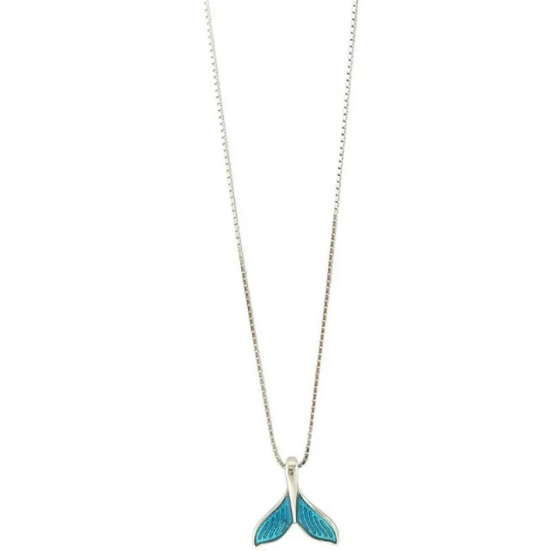 Collier baleine en argent regardé 925 pour femme, tour de cou nautique poisson queue bleue, breloque queue de sirène, pendentif bijoux