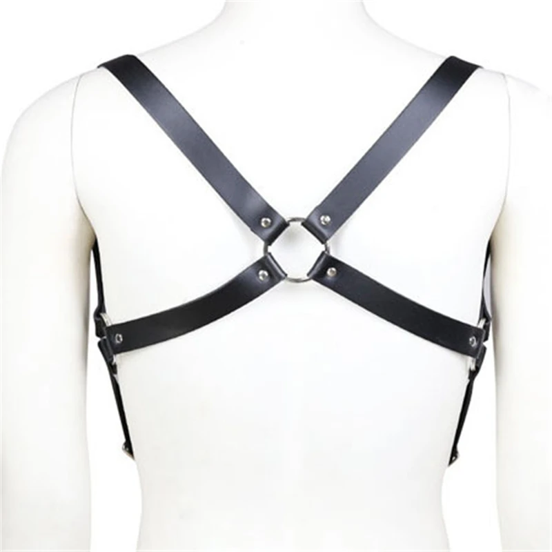 BDSM Gay Sexual Leather Harness Belts Fetish Men Body Bondage Cage Shoulder Harness Strap Erotic Gay Clothing for Adult Sex Rave