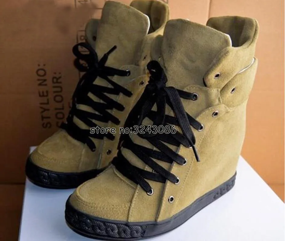 Bianco In Pelle di Coccodrillo Delle Donne Lace Up Caviglia Stivali Autunno della Molla Casual Scarpe Altezza Crescente di Alta Della Piattaforma