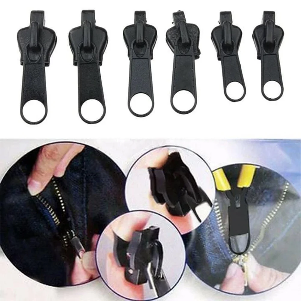6PCS Zipper Repair Kit Universal Fixer With Metal Slide Fix Any Instantly 3 Different Sizes High-quality Plastic Durable Metal