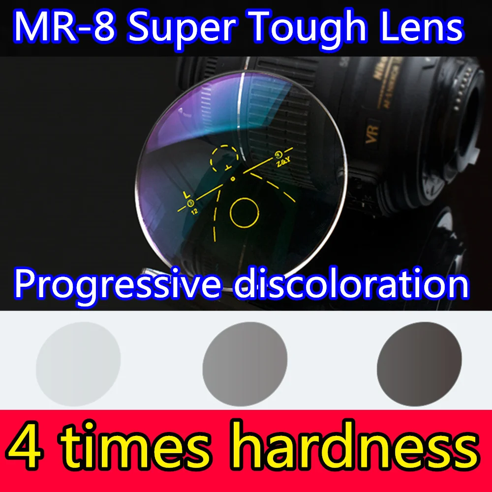 4 Times Hardness MR8 Internal Progressive Lenses Discoloration Photochromic Lens Aspherical Prescription Lenses Anti-Blue Light