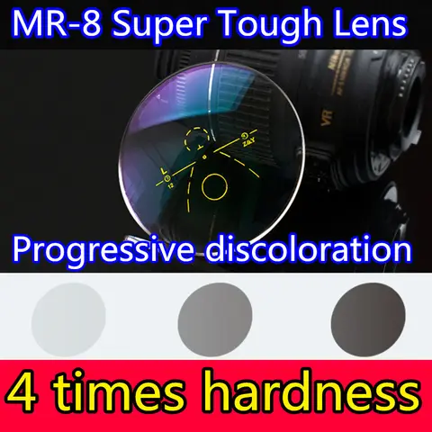 MR8 Progressive Lenses Discoloration Photochromic Lens 4 Times Hardness Aspherical Prescription Sunglasses 1.56 1.61 1.67 1.74