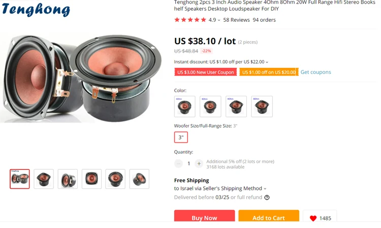 Tenghong 2 Stück 3-Zoll-Breitbandlautsprecher 4 Ohm 10 W 78 mm quadratische tragbare Audio-Lautsprechereinheit für Heimkino-Lautsprecher DIY – Detail 2