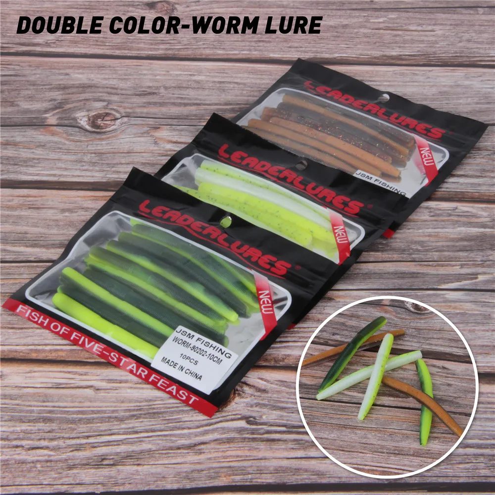 50pc soft Silicone earthworm fishing Lure 100mm Fishing Lure Soft lifelike Trolling Texas Rig bait Wracky Rigs fishing tackle