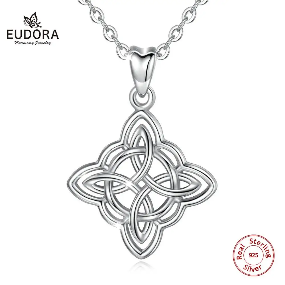 Eudora-Pendentif Noeud Celtique Irlandais avec Boîte Cadeau pour Femme, Bijoux en Argent Sterling, Bonne Chance, Charme, CYD200, Mode