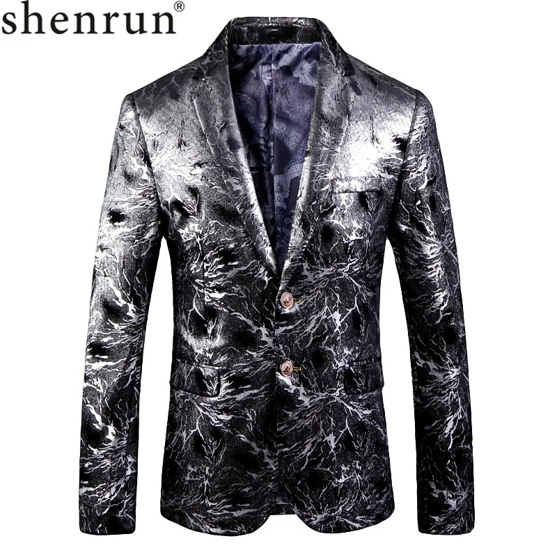 

Shenrun Men's Blazer Spring Autumn Fashion Printed Suit Jacket Prom Party Stage Show Costume Singer Male Blazers Plus Size M-5XL
