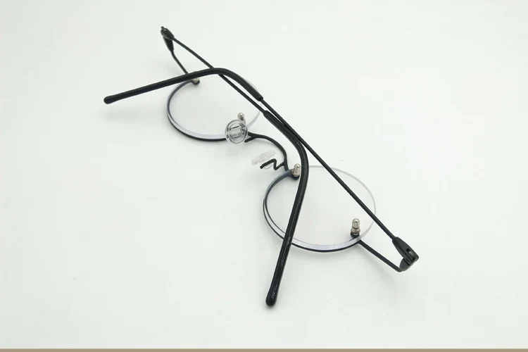 Vintage Kleine Runde Halbrand-Lesebrille mit Blaulichtfilter, Retro Runde Rahmenlose Presbyopie Korrektionsbrille – Detail 7
