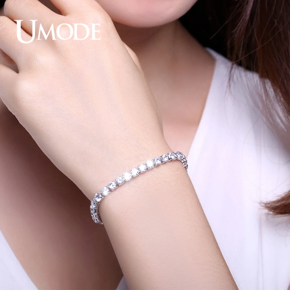 UMODE Gold Color Clear Cubic Zirconia Crystal Tennis Bracelet for Women GoldS Chain Jewelry Party Anniversary Accessory UB0097L