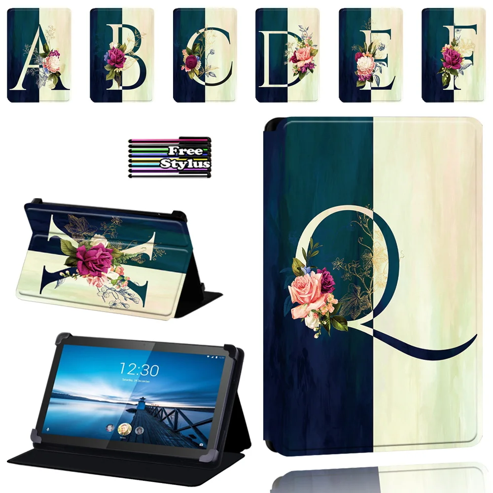 

Pu Leather Stand Case Cover for Lenovo Smart Tab M8 8" / Tab M10 10.1" Tablet Adjustable Folding Stand Cover Case + Stylus