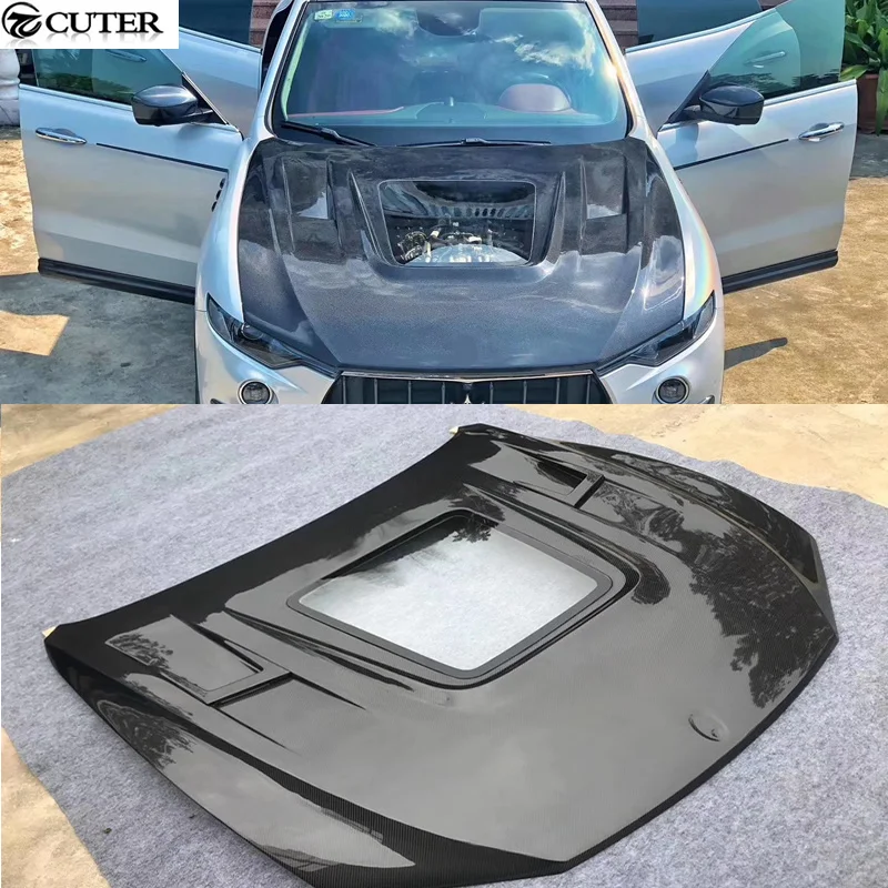 Carbon Fiber Frp Transparent Front Engine Hood Bonnet for Maserati Levante Car Body Kit 2016-2019