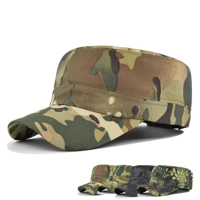 Klasyczne Vintage Flat Top Men Tactical Army Camouflage Flat Cap Czapki dla kobiet Mężczyźni Summer Camo Army Baseball Caps Regulowane