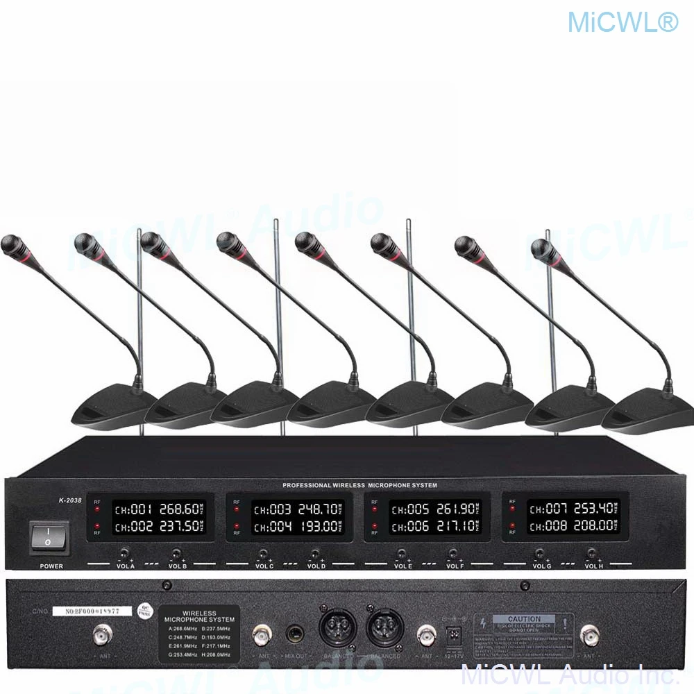 

Professional MiCWL 8 Channel Audio Microphone System Company Press Conference Gooseneck Discussion Meeting Room Mics Set