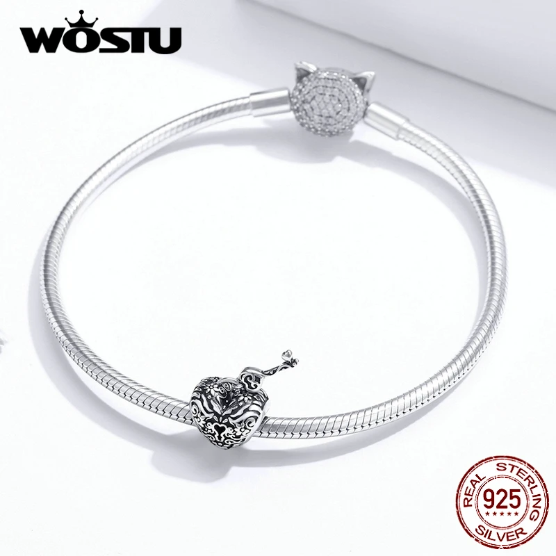 WOSTU 100% 925 Sterling Silver Magico Cappello Pendenti e Ciondoli Zircone Misura Branelli Bracciale Originale Del Pendente Festa di Compleanno del