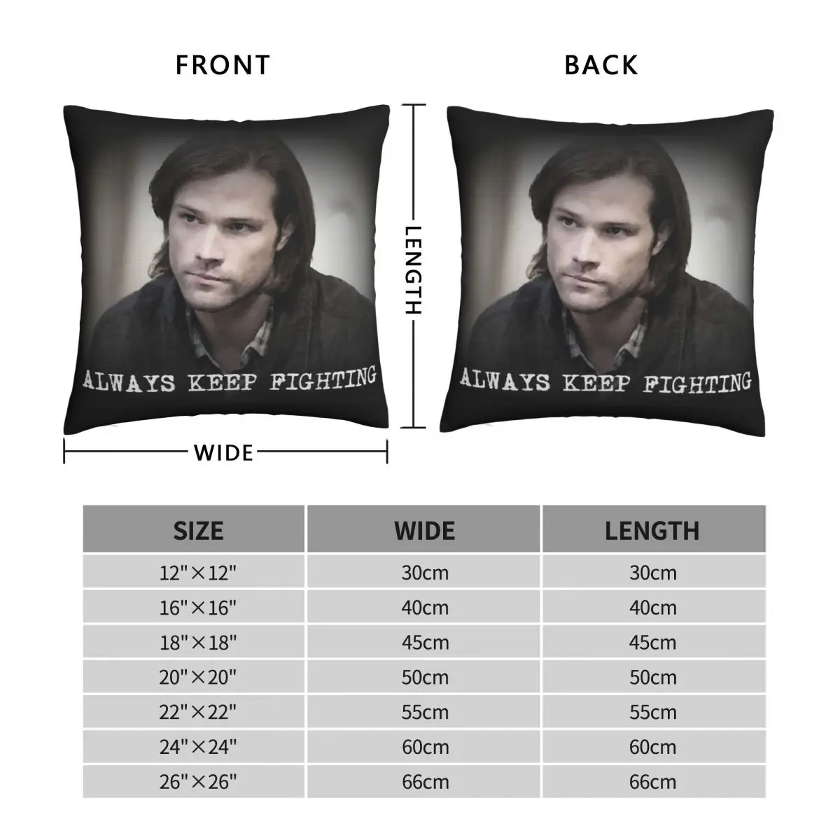 Jared Padalecki Always Keep Fighting Square Pillowcase Polyester Linen Velvet Printed Zip Decor Sofa Cushion Case