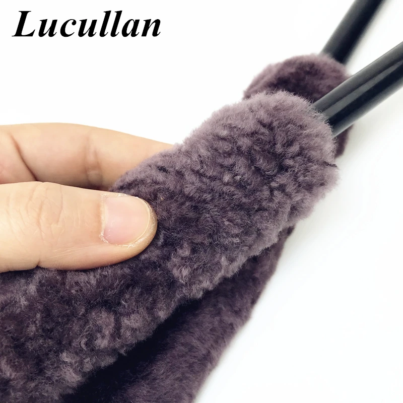 Lucullan 38CM Nature Wool Car Wash Wheel Barrels Brushes 100% Sheepskin Premium Super Soft Fiber Woolies