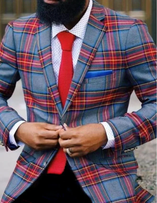 New Custom Fashion luxury Plaid wedding suits for men coat man slim fit groom best man party formal leisure Blazer only jacket