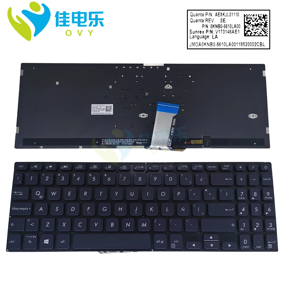 

LA Latin Keyboard Backlight For ASUS Vivobook S15 S15 S530 S530UN S530UA S530UF S530FA K530FN Computers Keyboards AEXKJL01110