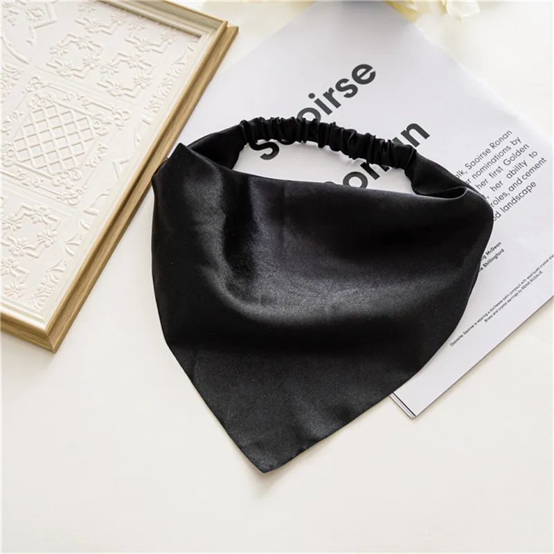 Ruoshui Solid Satin Bandanas For Woman Girls Triangle Head Scarf Ladies Summer Autumn Hair Scarf Hair Accessories Turban