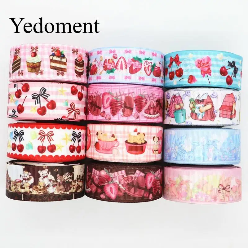 10 Yards 1'' 25MM Fruits/Cake Printed Grosgrain Ribbons For Hair Bows DIY Handmade Materials Y19121001