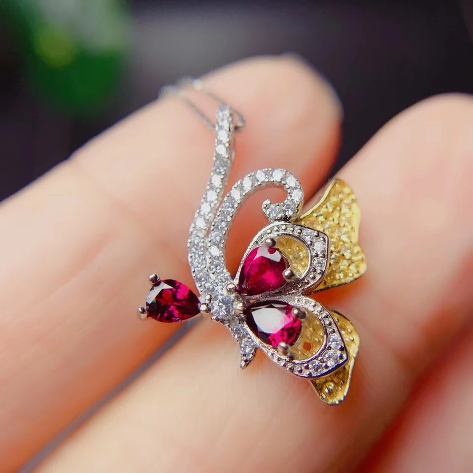 

KJJEAXCMY fine jewelry natural garnet 925 sterling silver new women pendant necklace chain support test trendy hot selling