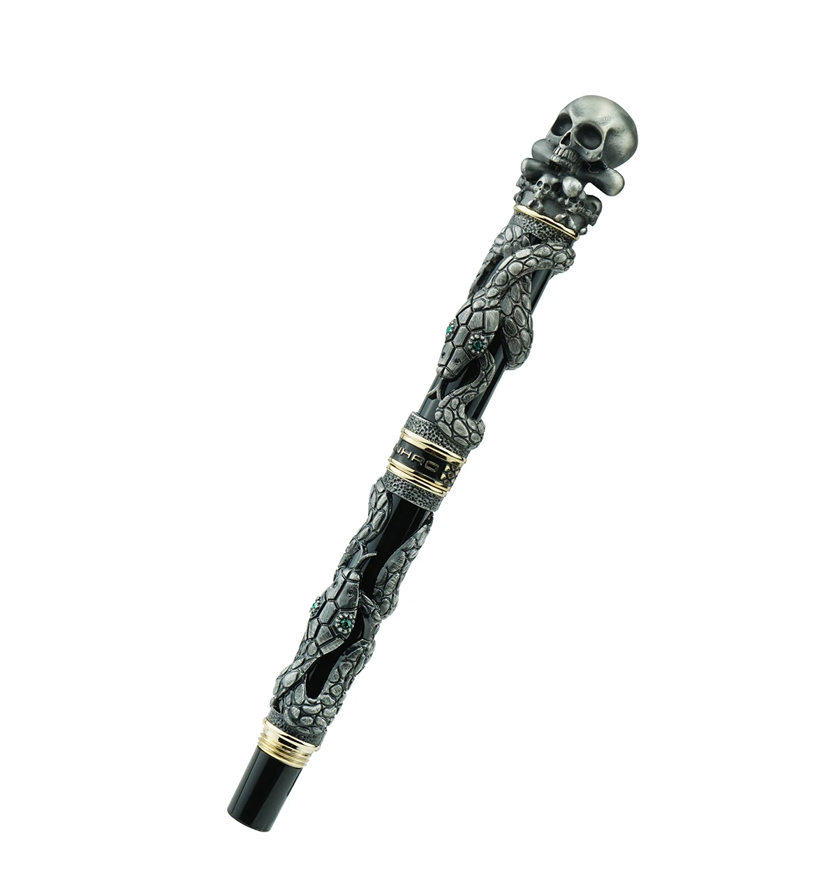 Jinhao Metal Vintage Rollerball Pen Skull Skeleton Unique Pen Cap Fine Point 0.5mm Heavy Collection Ancient Gray Office Gift Pen