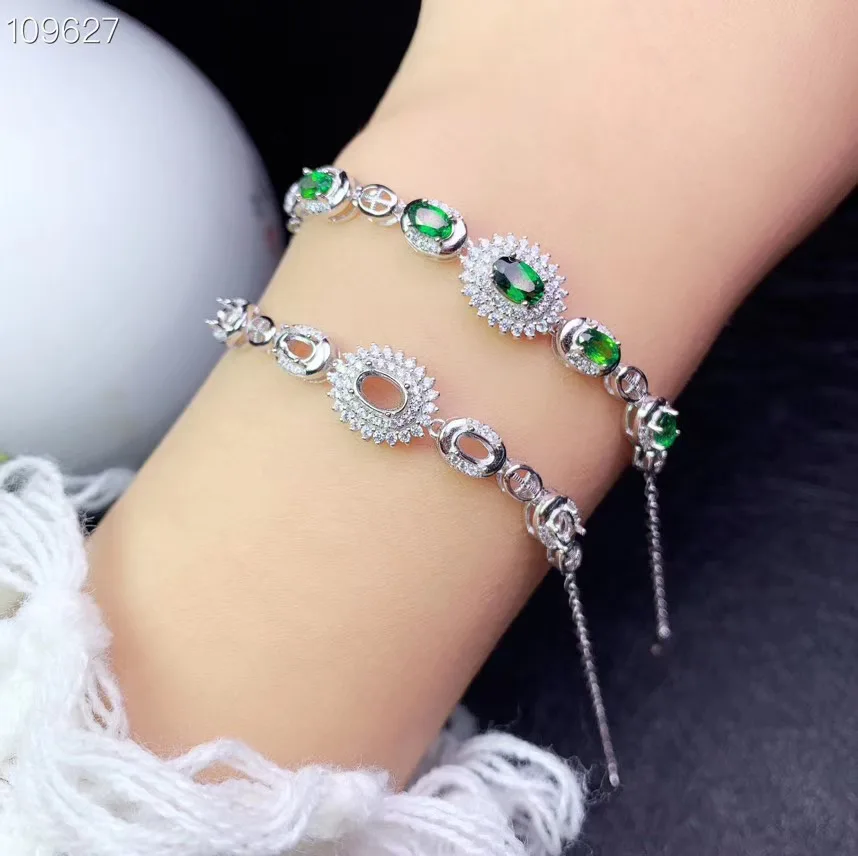 KJJEAXCMY fine jewelry 925 sterling silver inlaid Natural Diopside gemstone ladies bracelet support detection exquisite