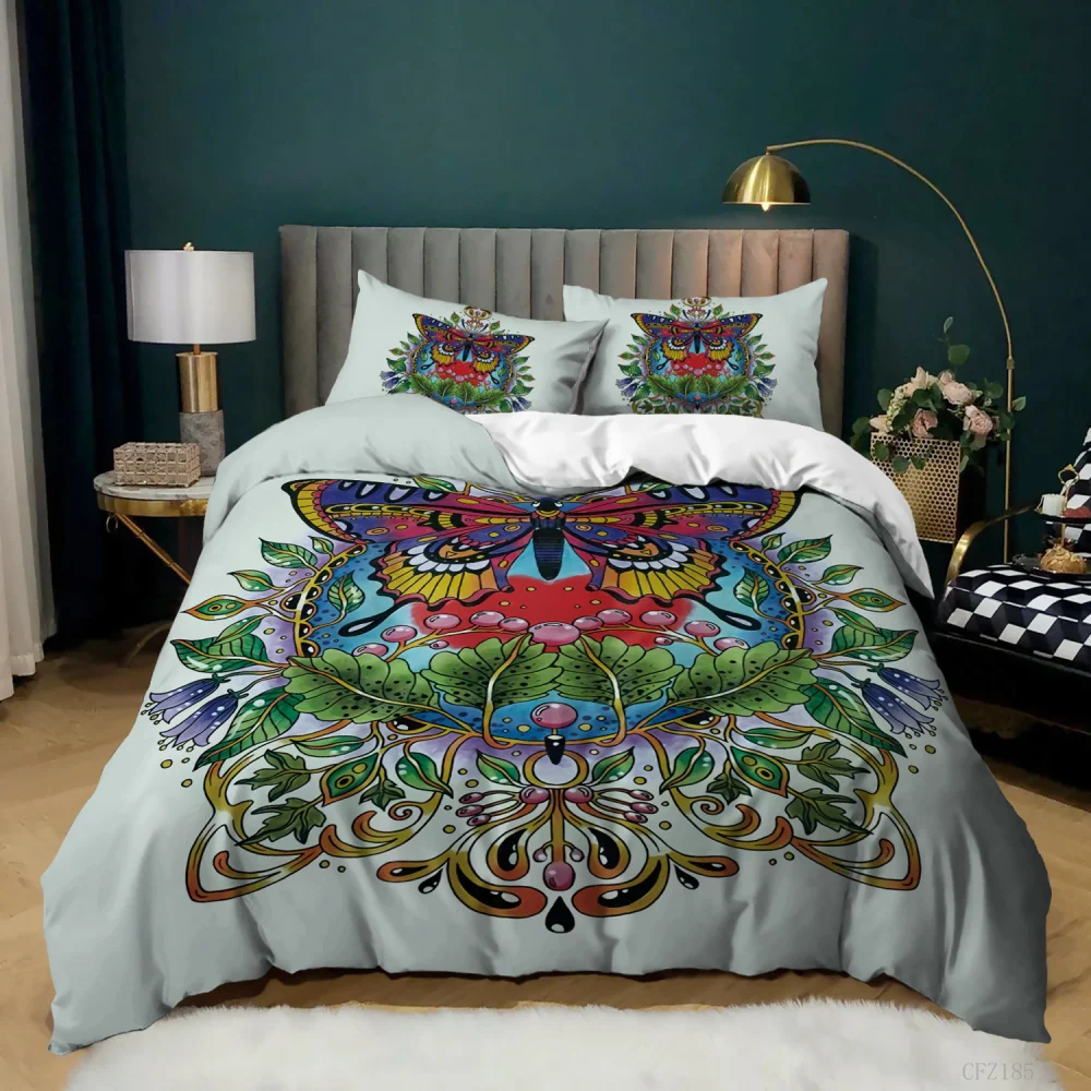 King Size Bedding Set Twin Size Luxury Butterfly Duvet Cover and Pillowcase Set Queen Full Twin Bed Comforters Home Cute Bedding