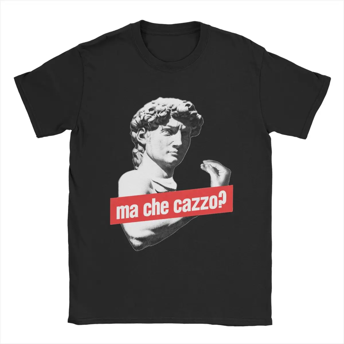 Ma Che Cazzo Michelangelo T-Shirts for Men David with Talking Hand 100% Cotton Tee Shirt Round Collar Short Sleeve T Shirts