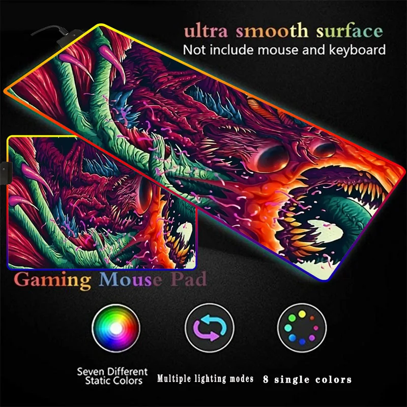 RGB LED Backlight XXL Lock Edge Large Gaming Mouse Pad Computer Gamer CS GO Keyboard Mouse Mat Hyper Beast Desk Mousepad for PC