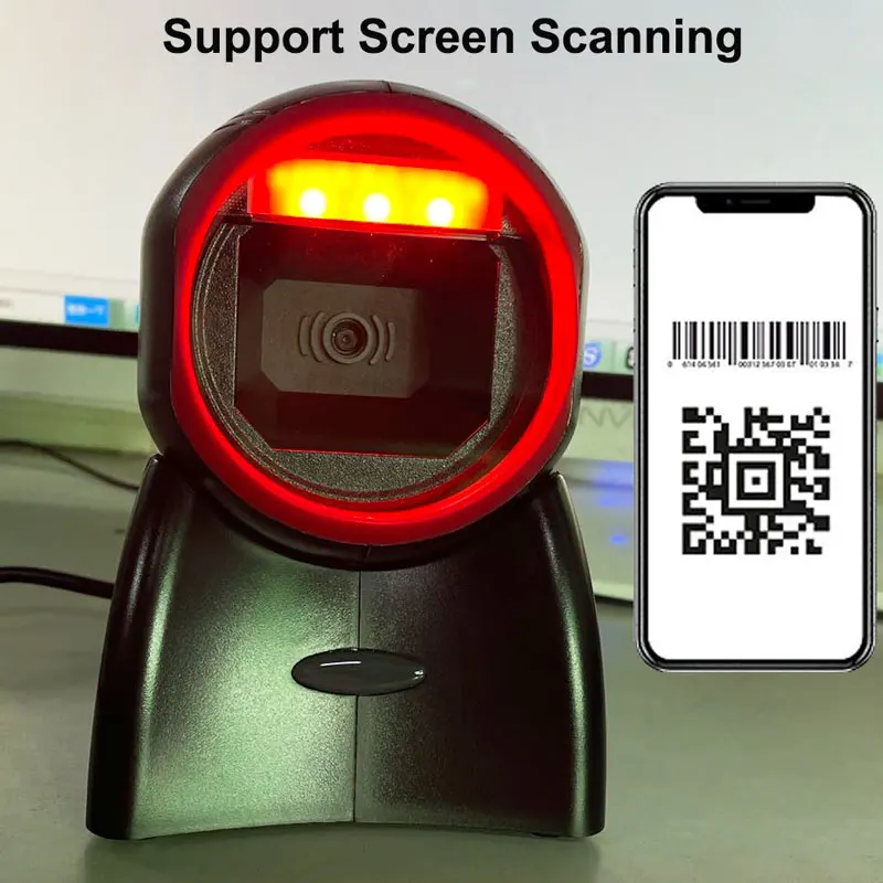 HBAPOS 1D 2D QR Code Scanner Desktop Hände-Freies USB Verdrahtete Barcode Reader Automatische Sensing Decoder Einstellbare Scan für POS PC