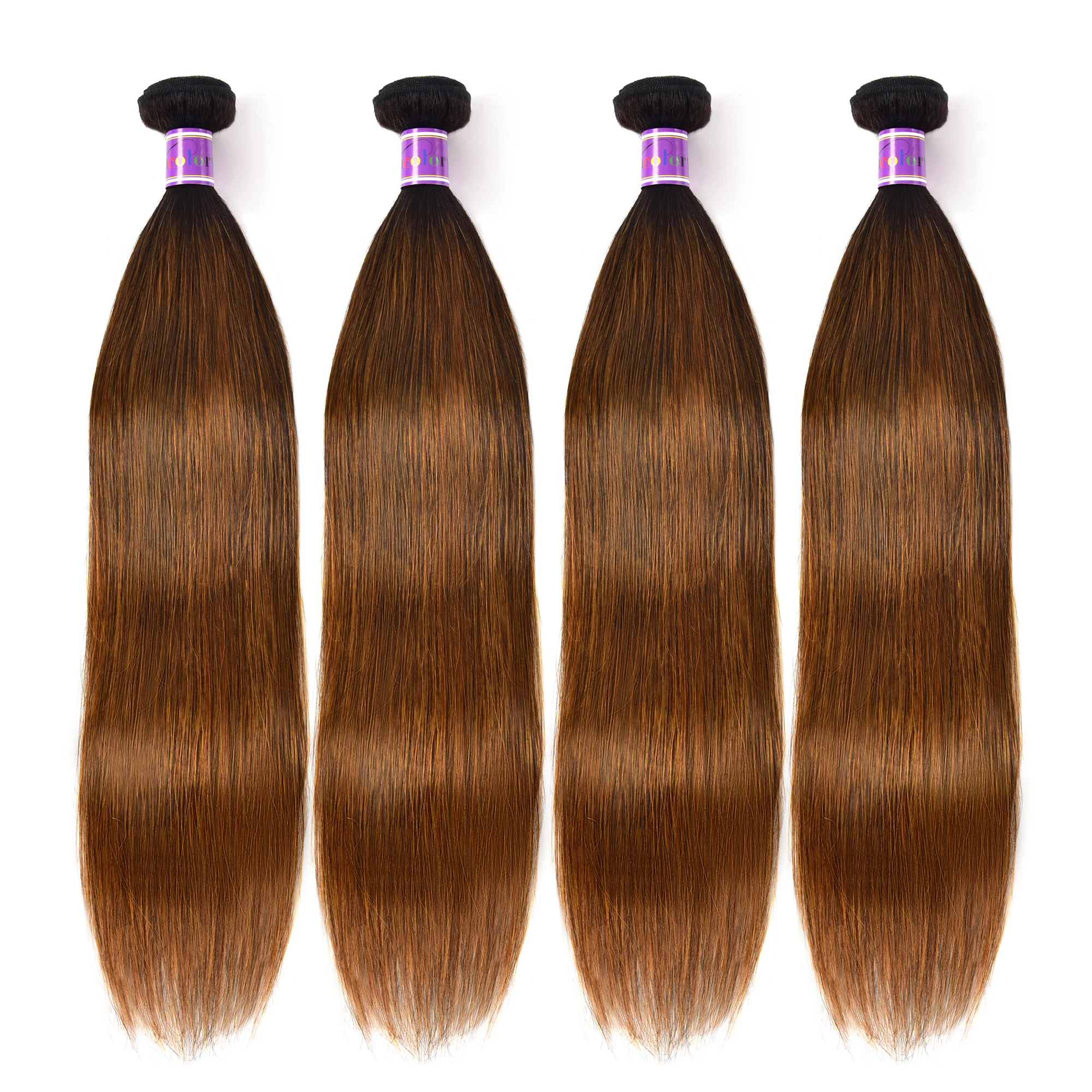 Peruvian Bronde Human Hair Bundles Straight 1/3/4 Bundles Deals Chocolate Brown Balayage Ombre Hair Weave Extensions 8