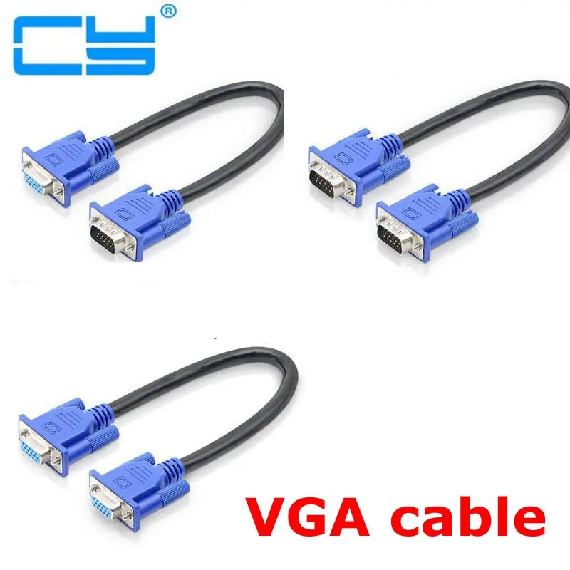 30cm 50cm HD15Pin VGA d-sub krótki kabel wideo z męskiego na męskie M/M męski na żeński i żeński do żeńskiego kabla RGB do monitora