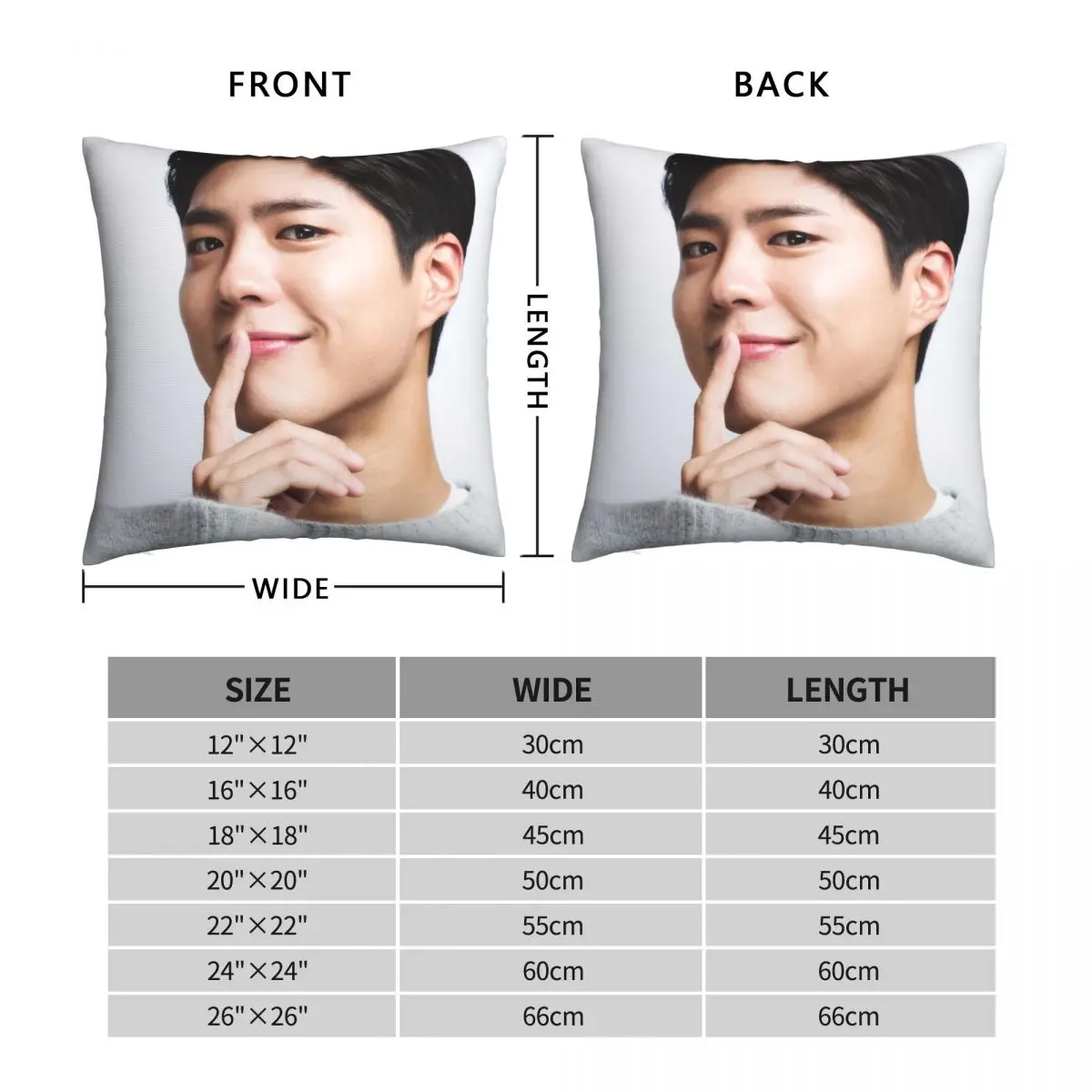 Park Bo Gum Square Pillowcase Polyester Linen Velvet Creative Zip Decor Room Cushion Cover